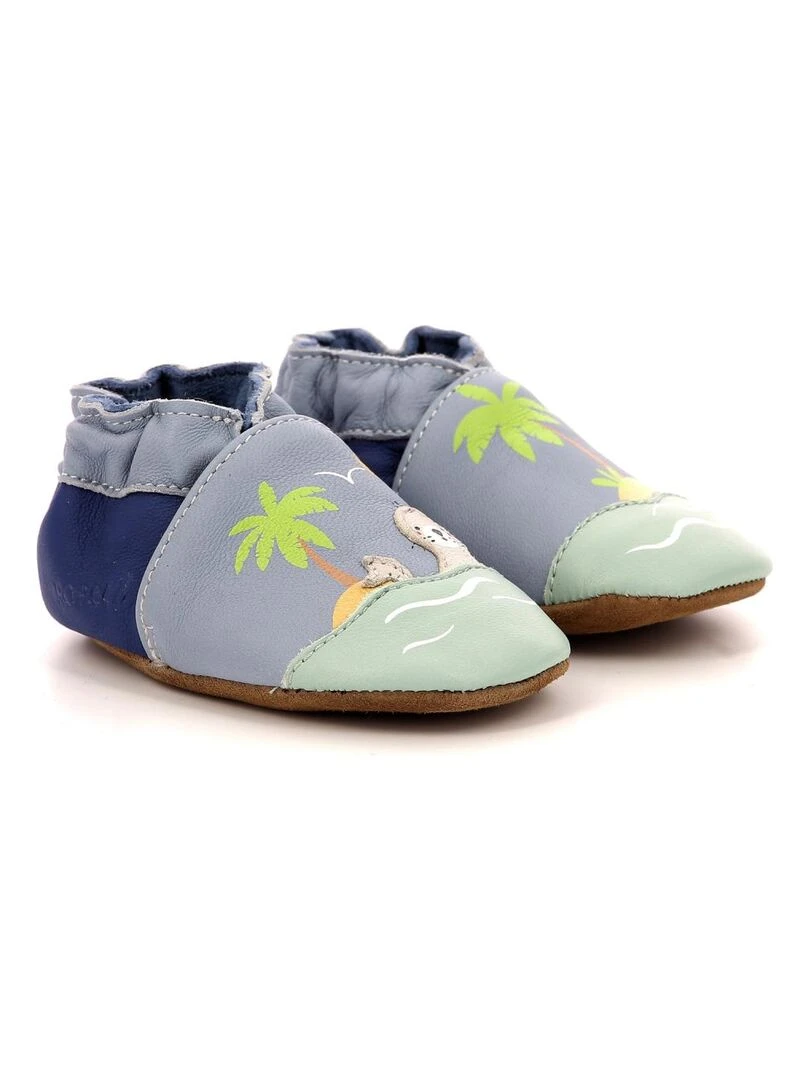 Chaussons Cuir Island Holidays Bleu