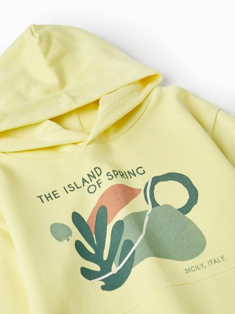 Sweat à capuche en coton pour garçon 'The Island of Spring'  SICILIAN DAYS   Jaune clair