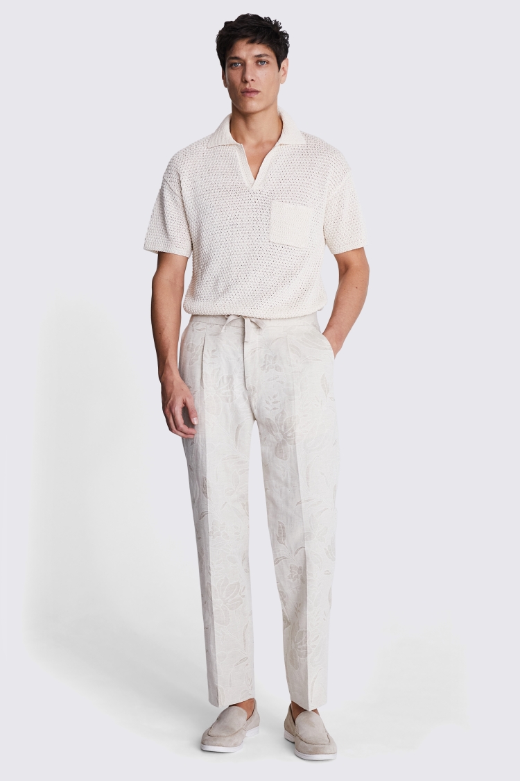 Oatmeal Floral Beach Trousers Buy Online at Moss