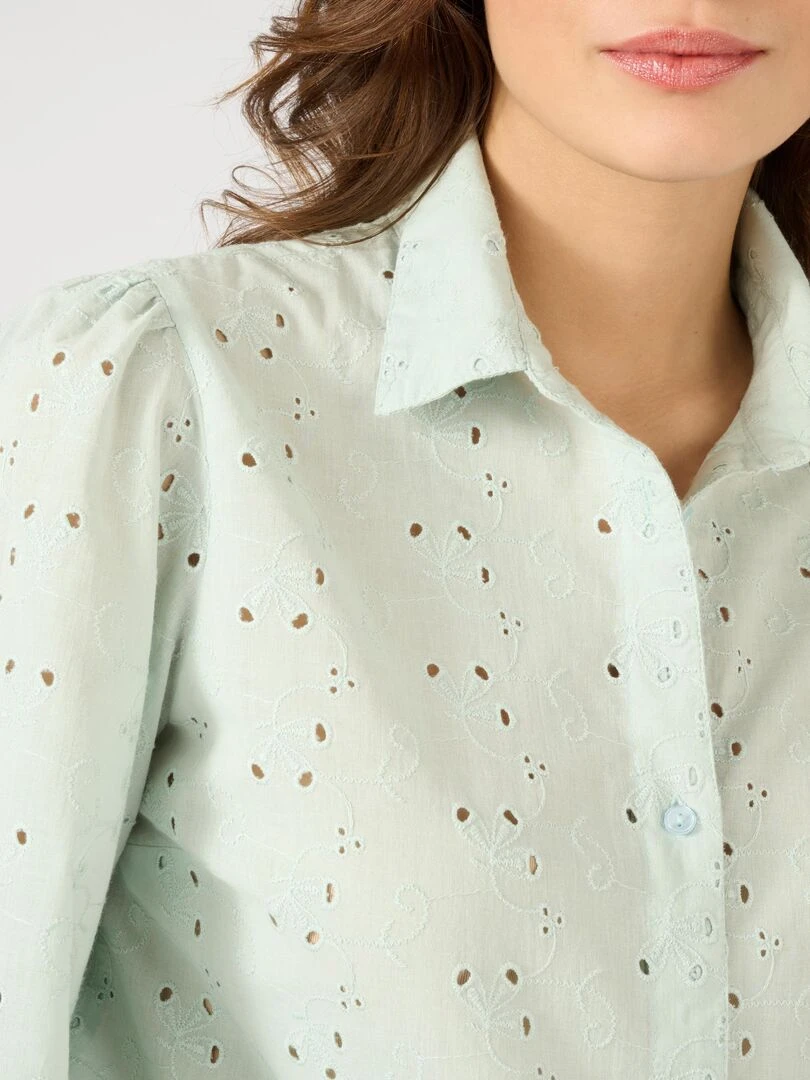 Chemisier broderie anglaise Damart Vert d'eau