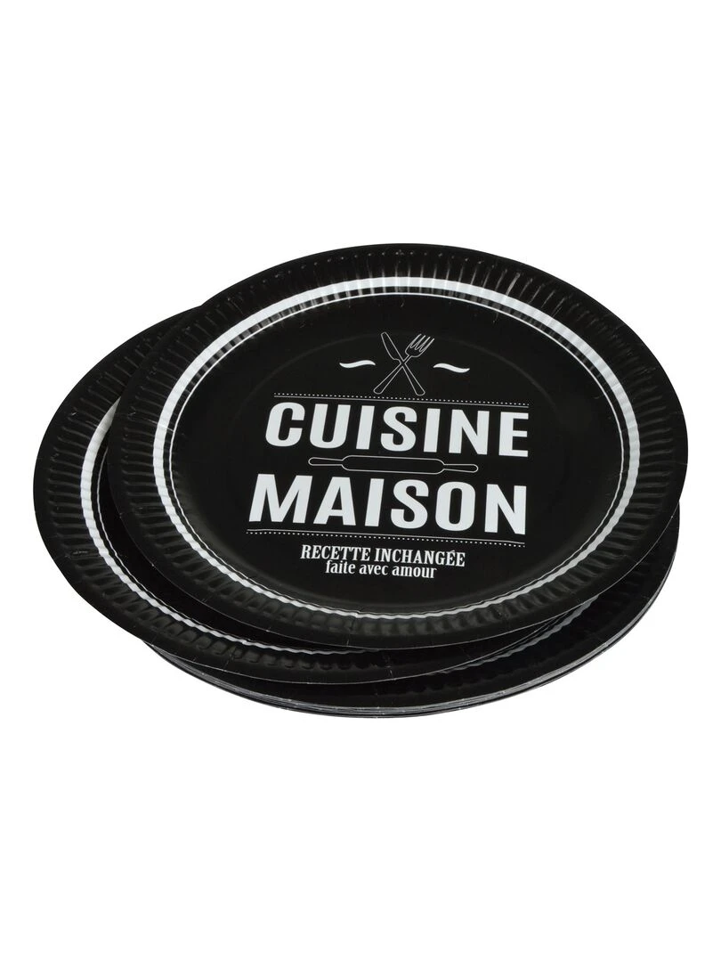 Set de 10 assiettes en carton 23 cm Ma cuisine Noir