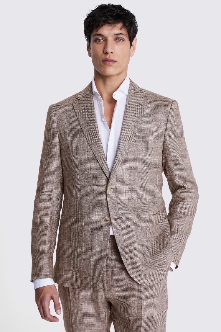 Italian Tailored Fit Off White Check Jacket    Buy Online at Moss