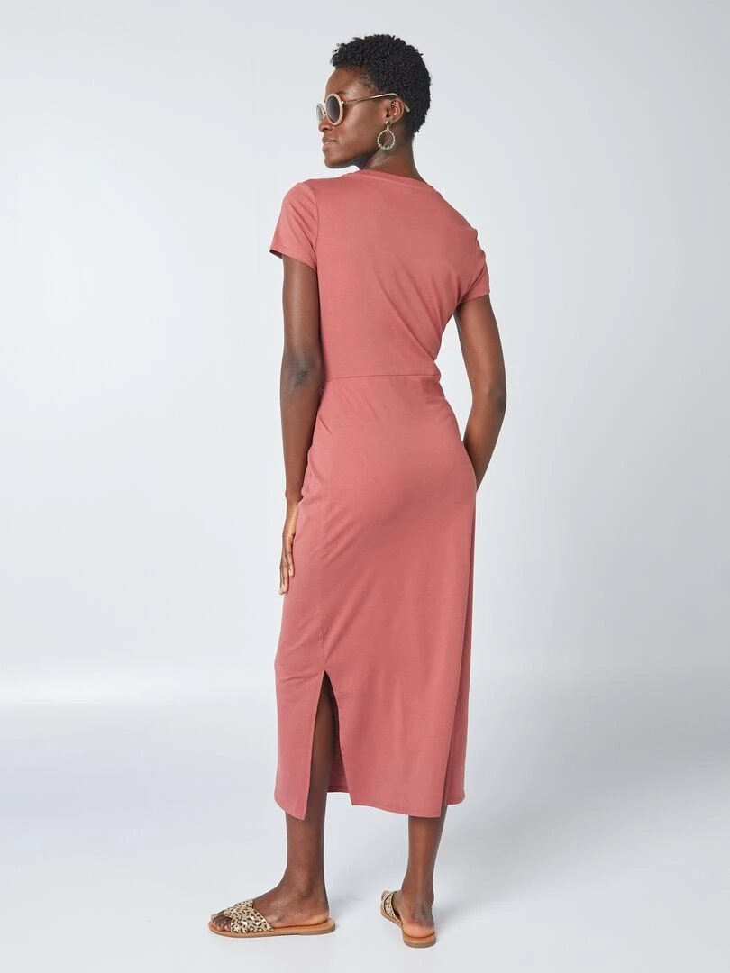 Robe midi à taille resserrée   Brique