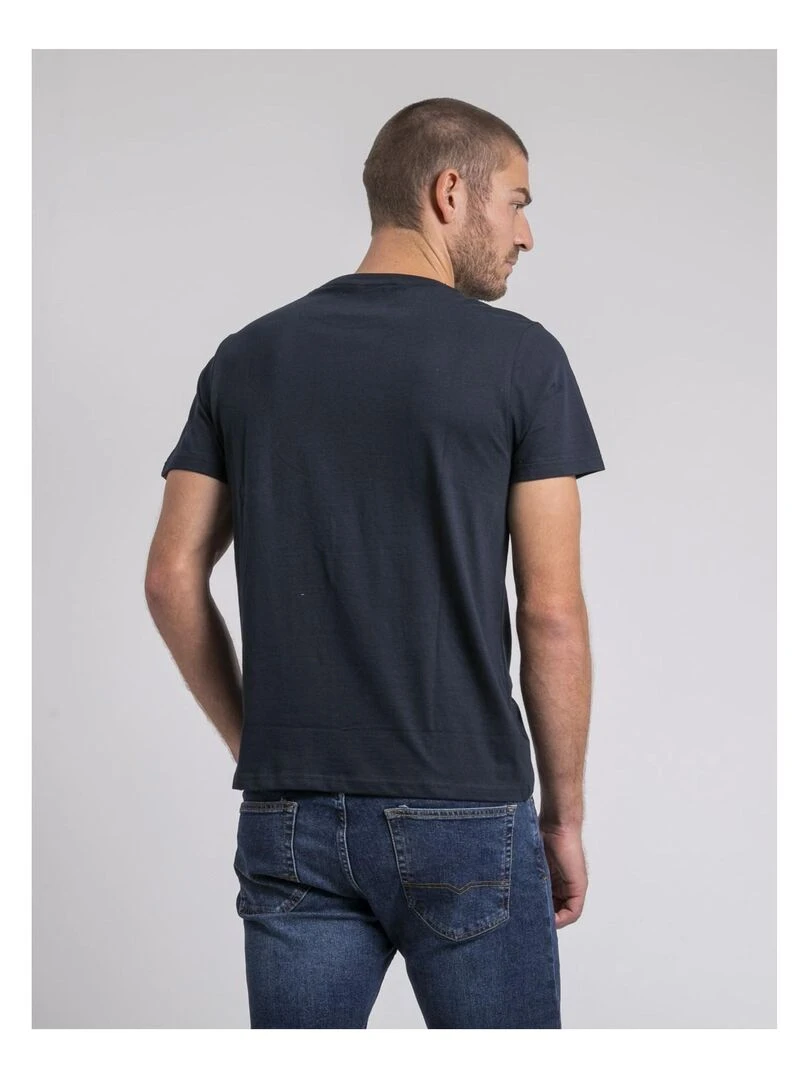 T shirt col rond pur coton JUPILAR Bleu marine
