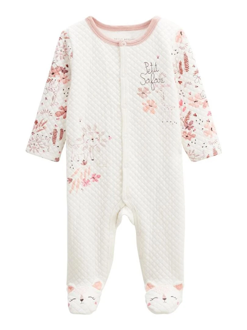 Pyjama bébé en coton matelassé Petit Safari Ecru