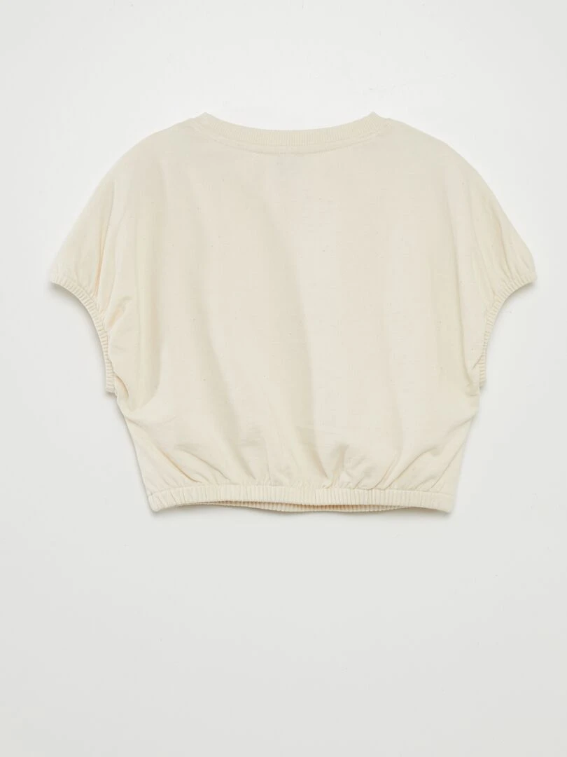 Tee shirt à manches élastiquées   Ecru