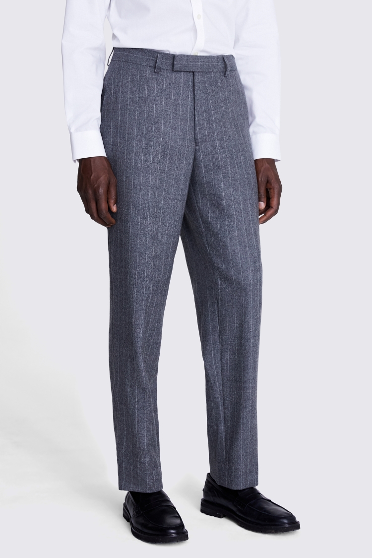 Regular Fit Grey Stripe Trousers Buy Online at Moss