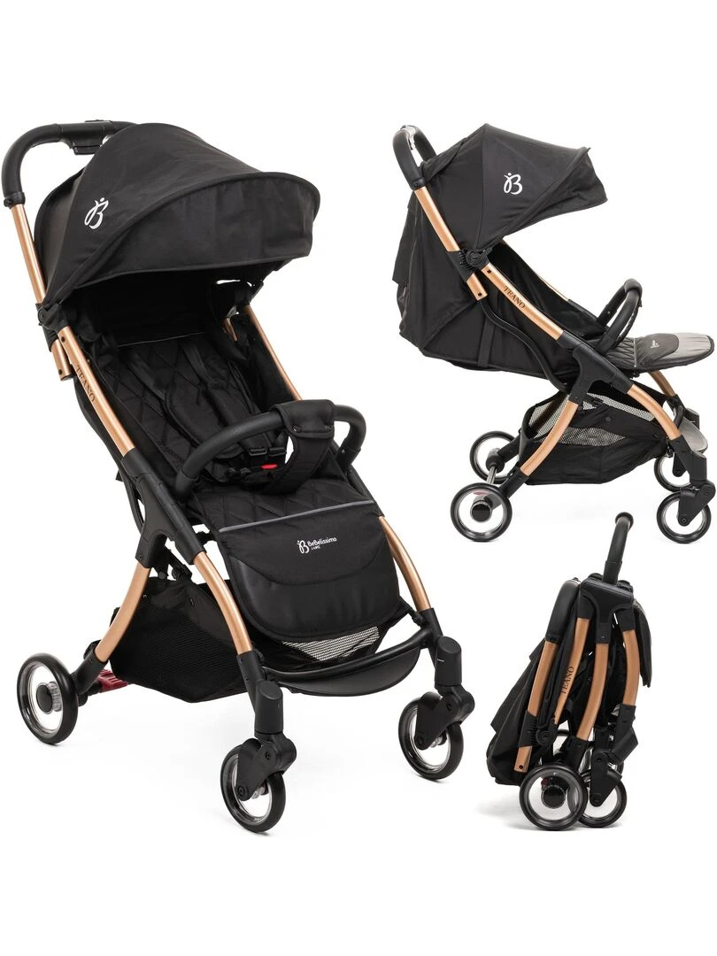 Bebelissimo Poussette bébé Citadine Ultra Compacte De 0 à 36 mois Teano noir Noir