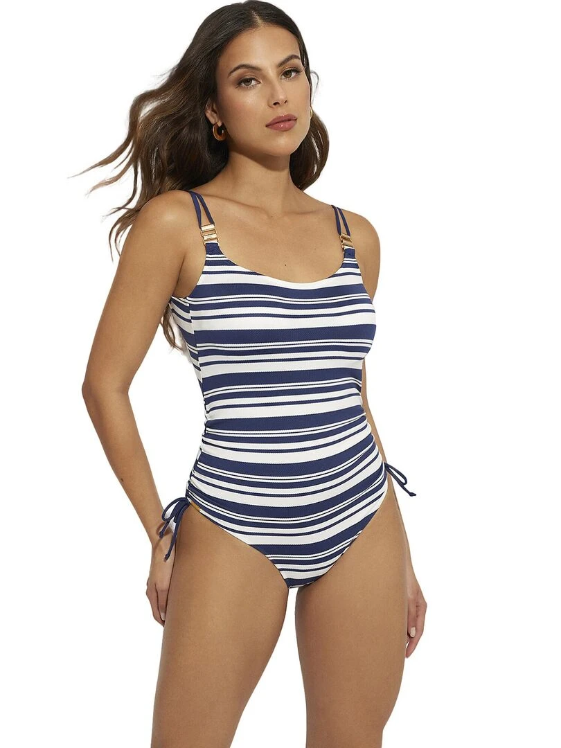 Maillot de bain une pièce préformé multipositions Mykonos Bleu marine