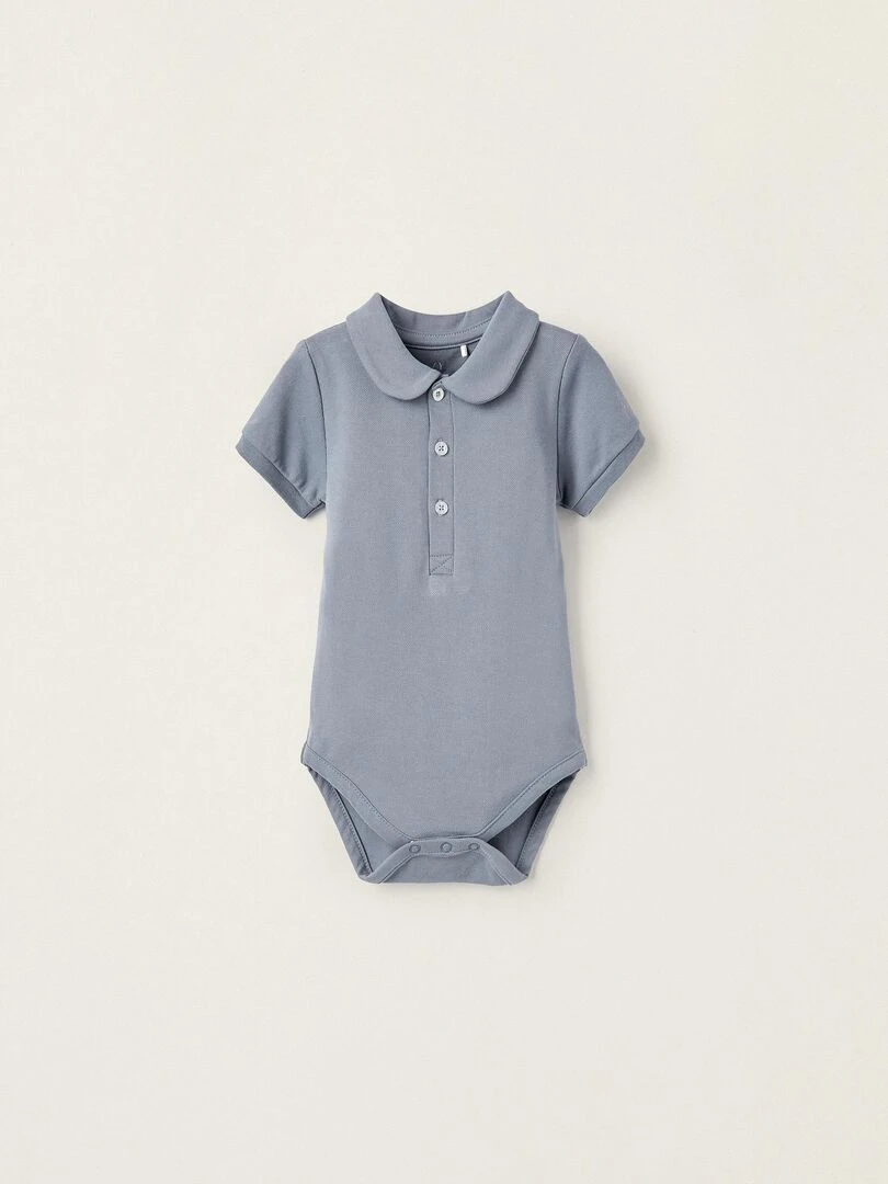 Body polo à manches courtes en coton pour nouveau né manches courtes BROTHERS&SISTERS Beige clair