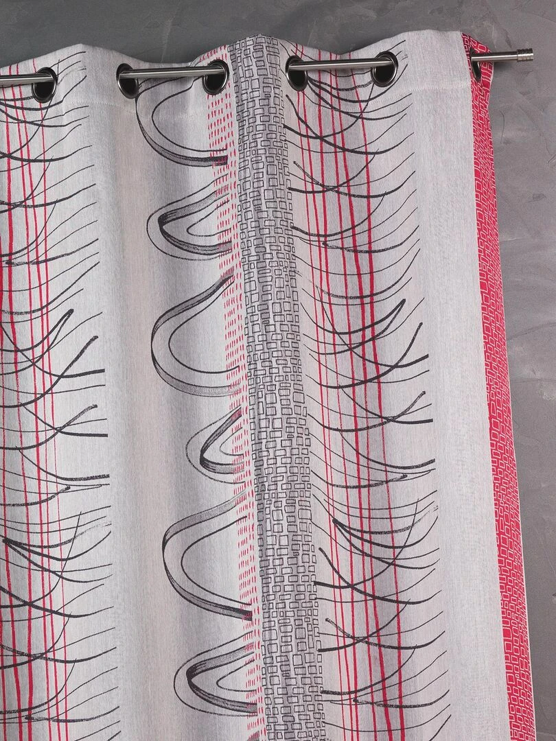 Rideau en jacquard à rayures verticales aux imprimés graphiques Rouge brique