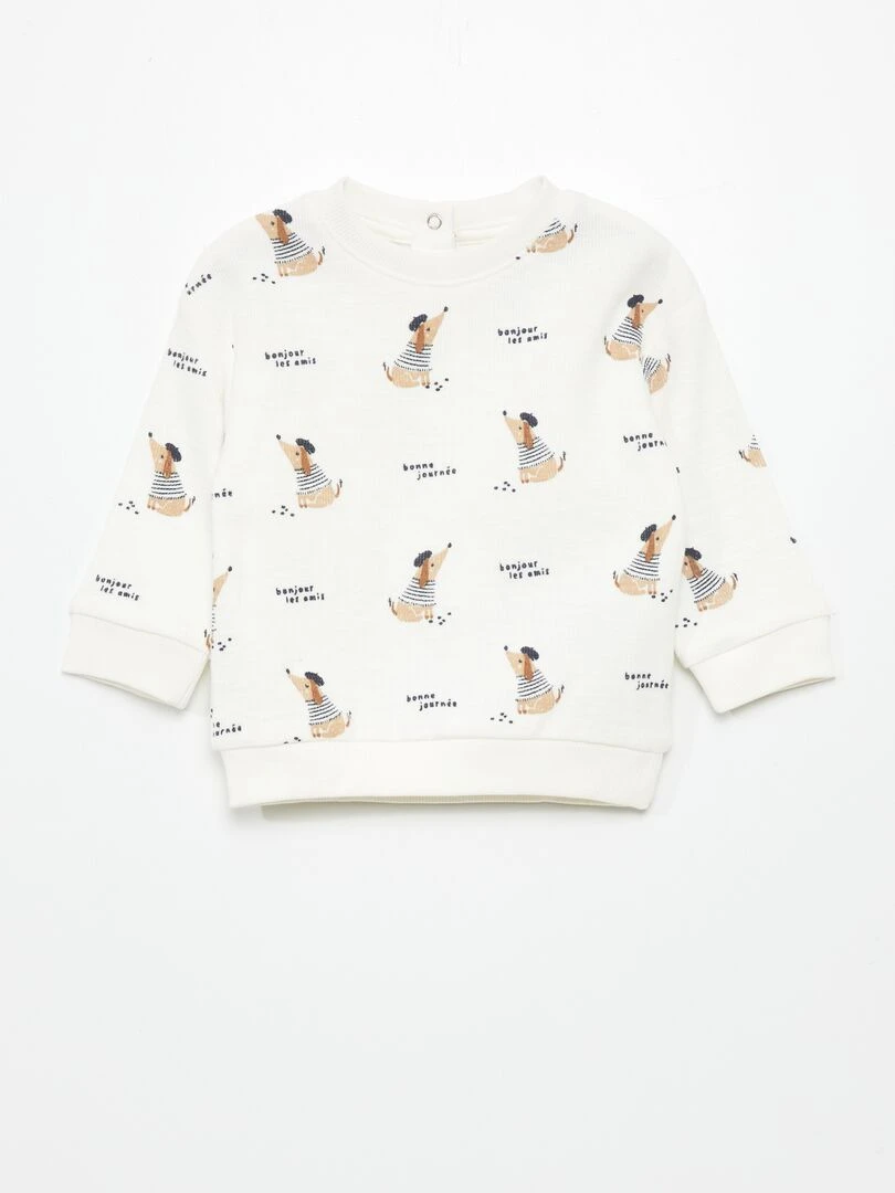 T shirt manches longues en rib Blanc
