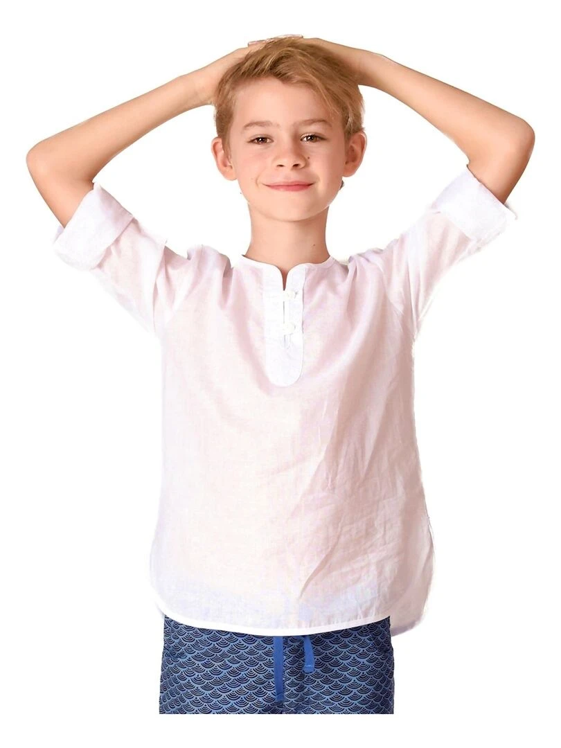 Chemise Légère Blanche Été Garçon Voile Coton ROBINSON La Faute à Voltaire Blanc