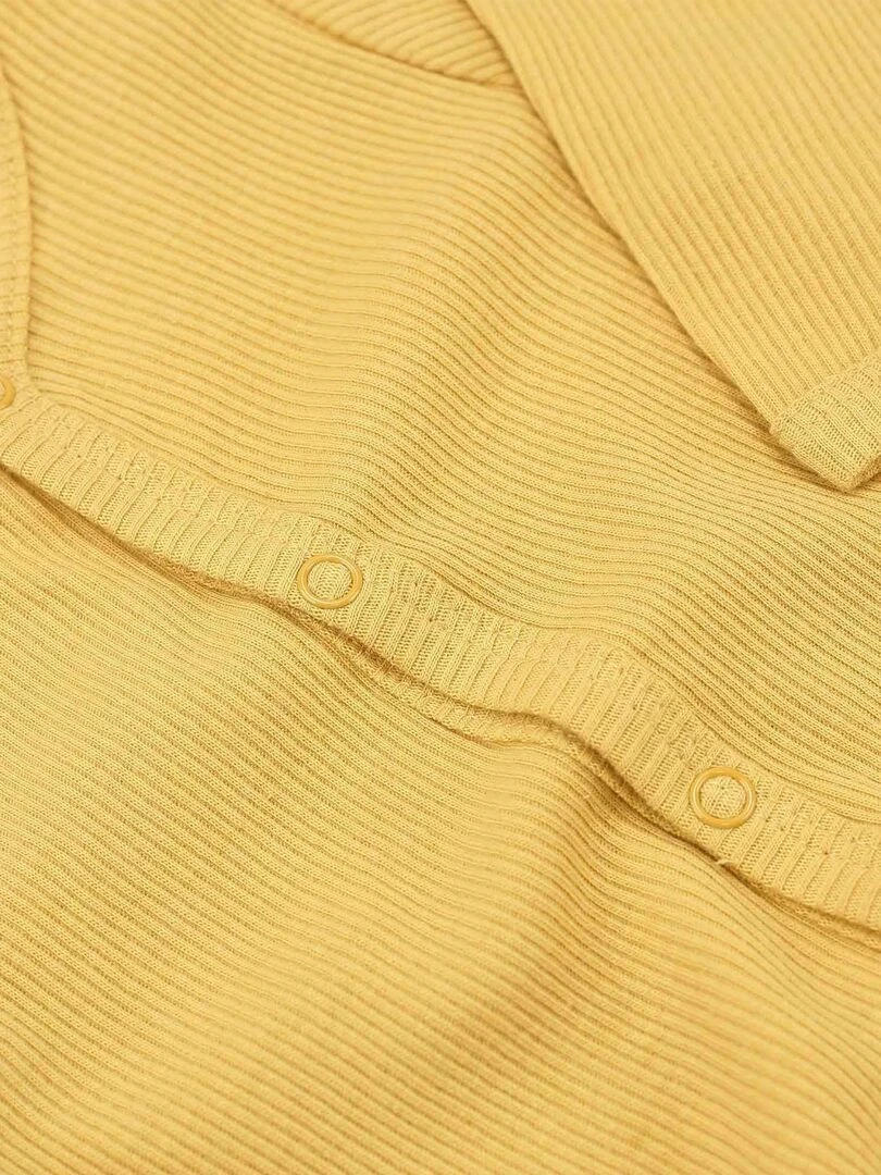 Pyjama bébé maille côtelée en coton   Moutarde