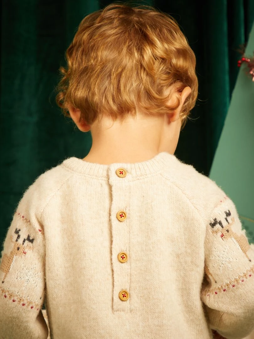 Combinaison en tricot imprimé Noël   Beige