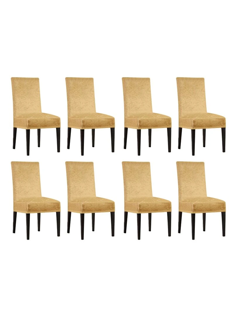 Lot de 8 Housses de chaise velours Doré Doré/or