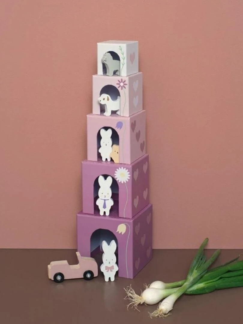 Cubes Empilables En Bois Lapin (5 Cubes) N/A