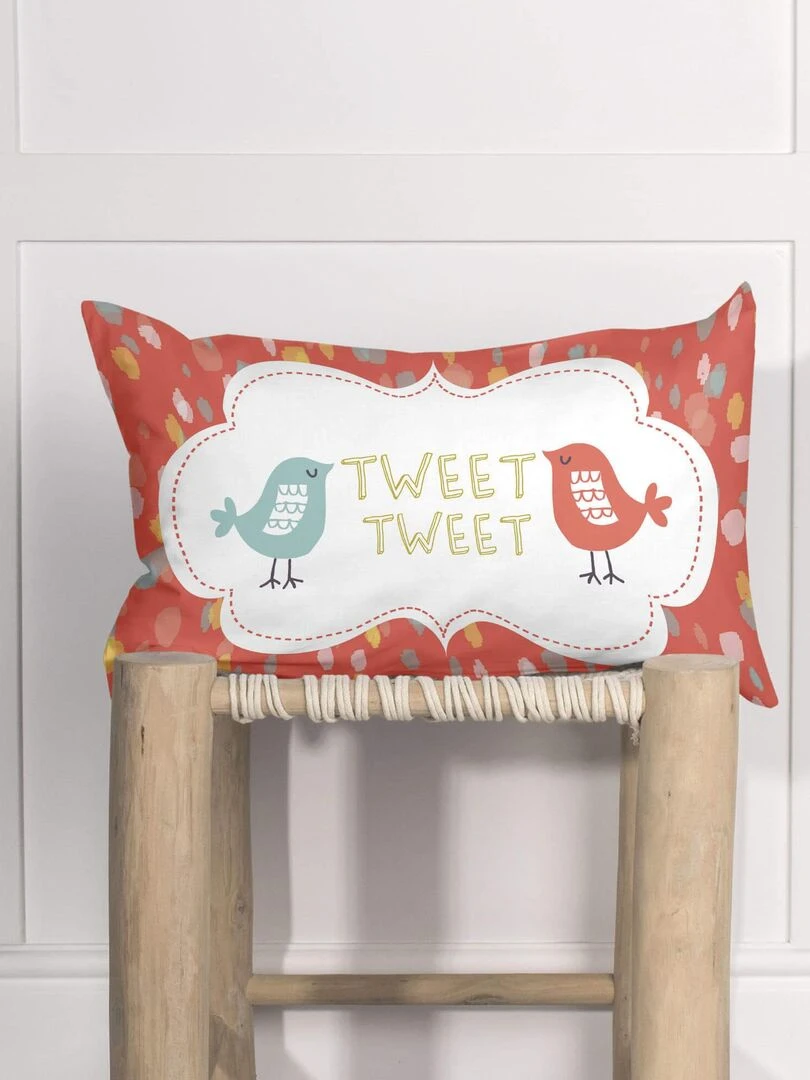 Housse de coussin Woodland "Happyfriday"   Blanc