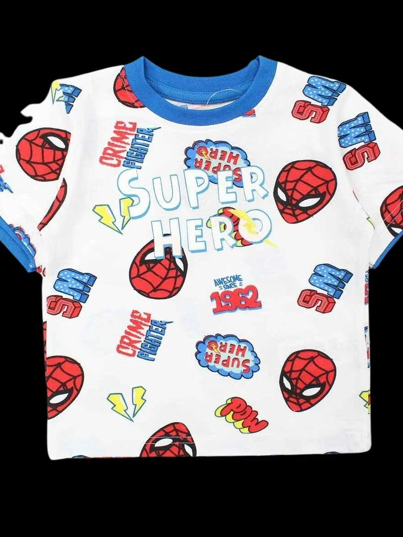Disney Ensemble T shirt short garçon Imprimé Spiderman Bleu