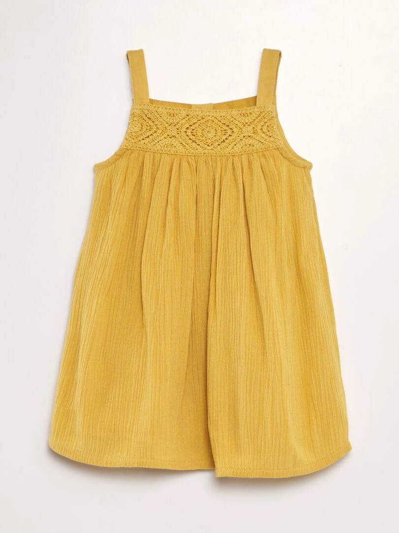 Robe évasée avec broderie Jaune