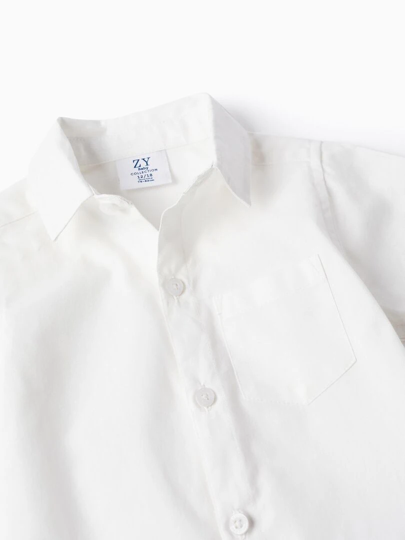 Chemise + Noeud + Short pour Bébé Garçon   Blanc