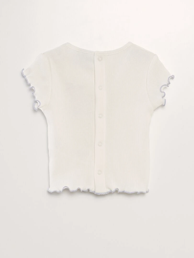 Pantalon denim paper bag   Blanc/violet