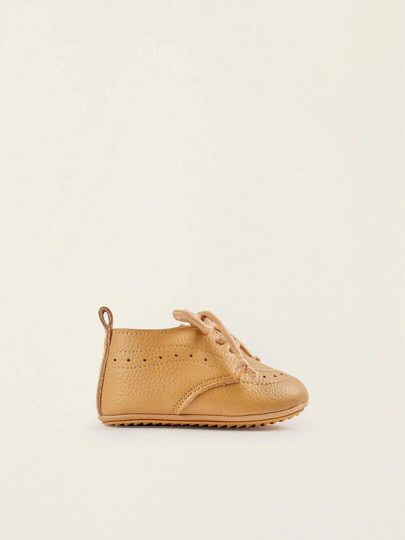 Chaussures en cuir pour nouveau né ATLANTIC COMPANY Beige clair