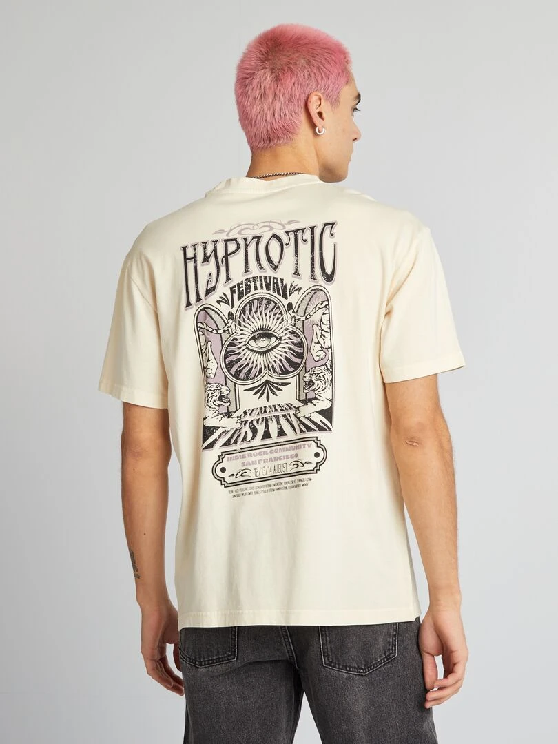 T shirt à imprimé poitrine   Beige