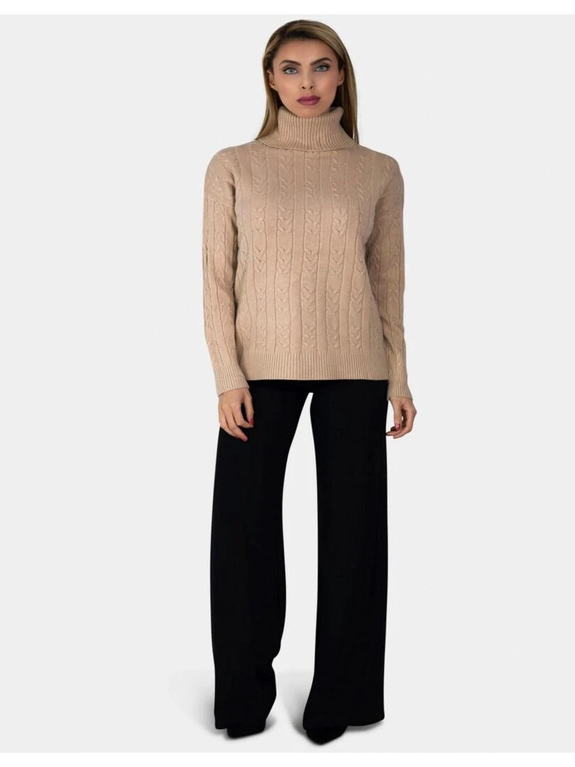 Pull col roulé Kebello   Beige