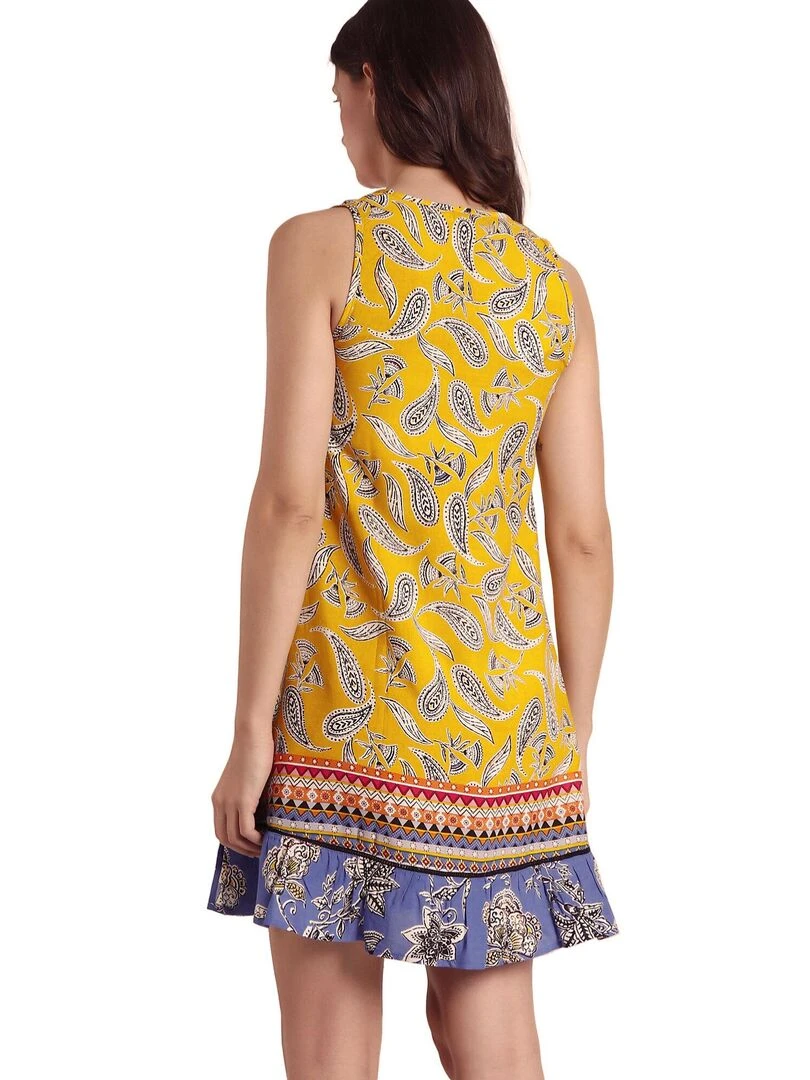 Robe estivale sans manches Hippy Beach Jaune