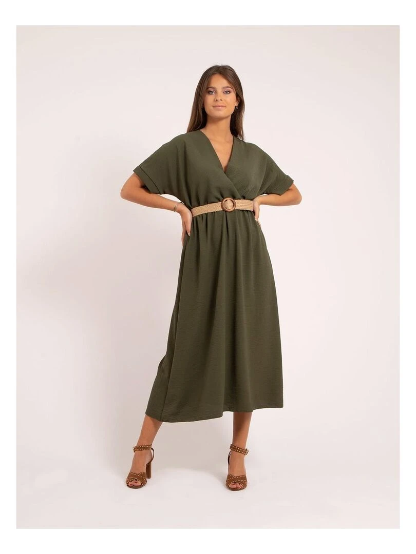 Robe longue et ceinture ICALEST Kaki