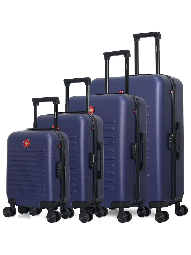 Set de 4 Valises Rigides Grand Format Taille Moyenne Valise Cabine et Vanity WIL M Bleu marine