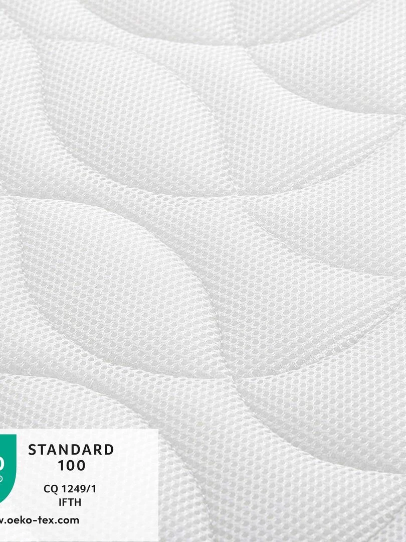 Matelas Enfant/Bébé Confort+ 70x140x14 cm   Circulation Parfaite de l'air   Confort   Déhoussable   Blanc
