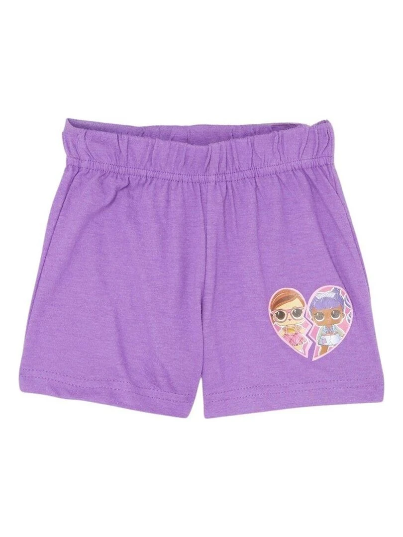 Lol Surprise   Ensemble ​​T shirt short fille Imprimé Lol Surprise   Violet