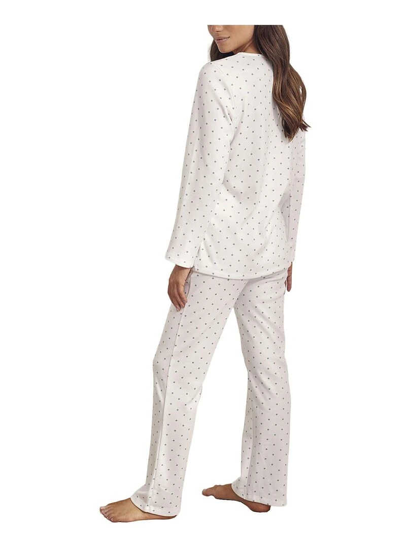 Pyjama pantalon tunique manches longues Dots Blanc