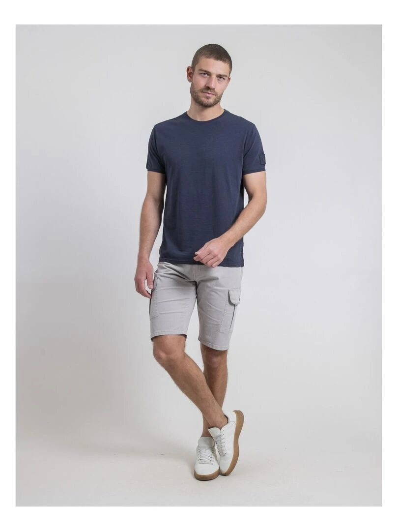 T shirt col rond pur coton NERIGOTE   Bleu marine