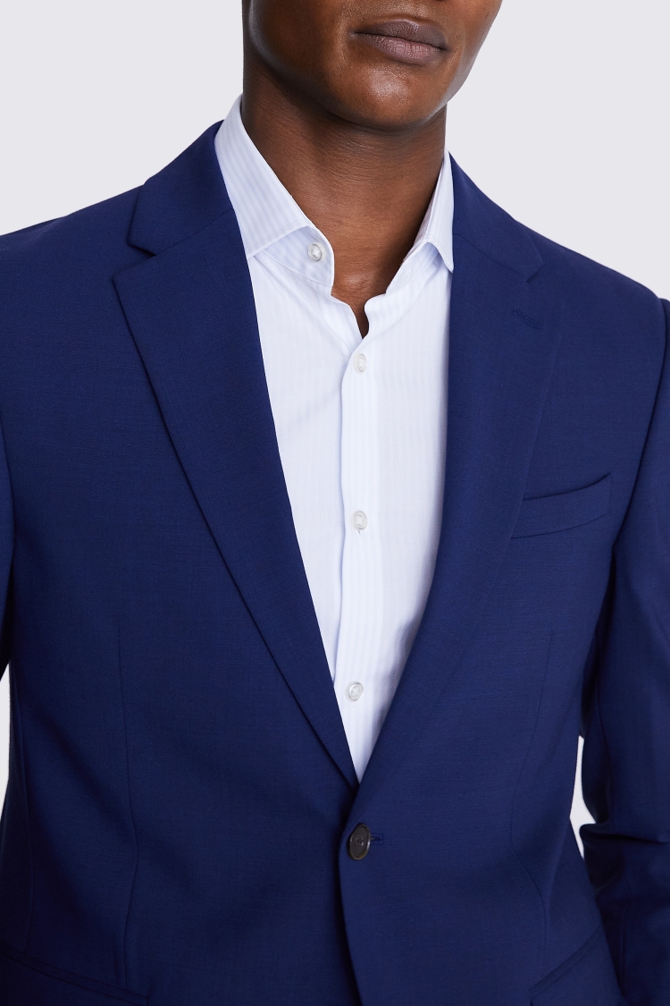 Regular Fit Blue Birdseye Trousers   Buy Online at Moss