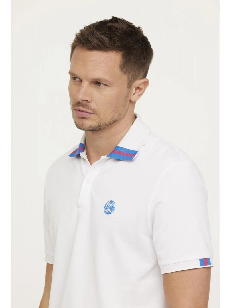 Lee Cooper   Polo manches courtes coton comfort BLUES   Blanc