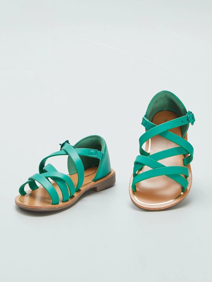 Sandales unies à brides croisées   Vert
