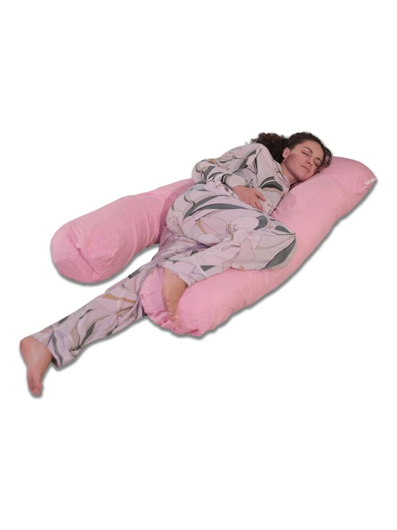 Coussin de Grossesse et d'Allaitement Coton 140x80cm Déhoussable Bananair Rose