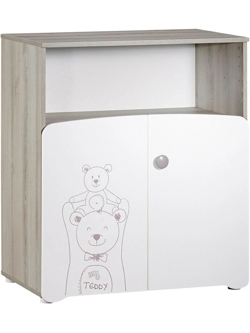 Commode à langer 2 portes 97x76x66cm en bois blanc BABYPRICE Blanc