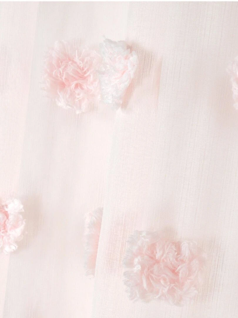 Voilage fantaisie à pompons   Rose clair