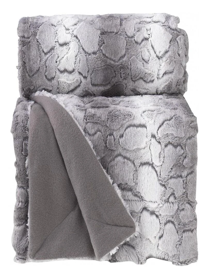 Plaid a poils 127 x 152 cm Siberie gris Gris