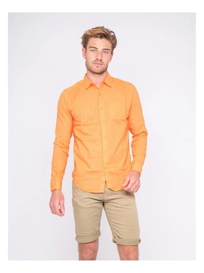 Chemise manches longues lin et coton DALICOT Orange