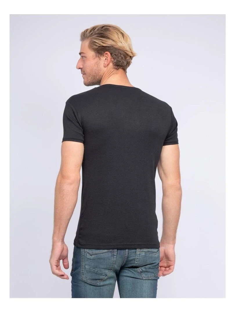 T shirt col rond pur coton organique WARRY   Noir