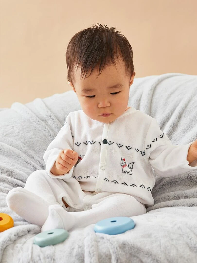 Pyjama 1 pièce Noël en velours Noukie's Blanc