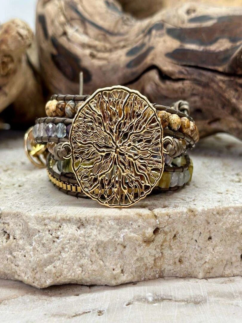 Bracelet bonheur en jaspe Marron