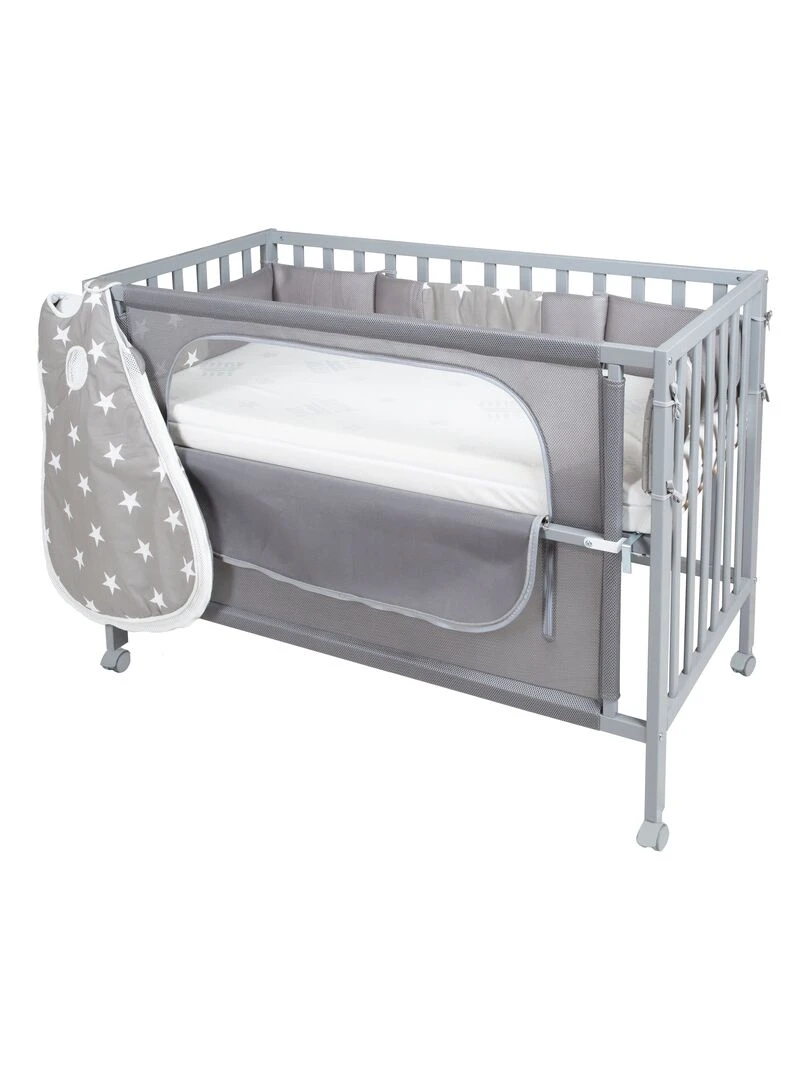 ROBA Lit cododo "safe asleep®" 60 x 120 cm – avec accessoires "Little Stars" Gris