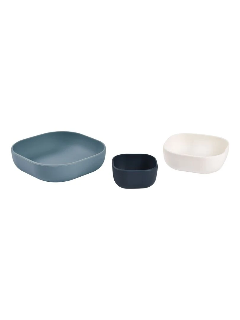 Lot de 3 bols silicone gigogne night/cotton/baltic   Bleu