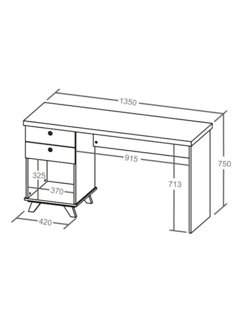 Bureau 2 tiroirs Seamus   AKITEN RETAIL   Blanc Marron